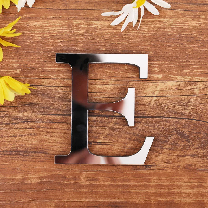 Silver Letter Acrylic 3D Mirror Wall Sticker