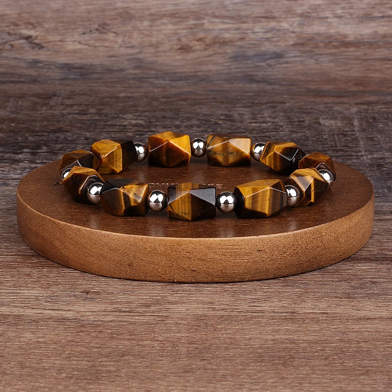Natural Faceted Tiger Eyes Stone Reiki Bracelets