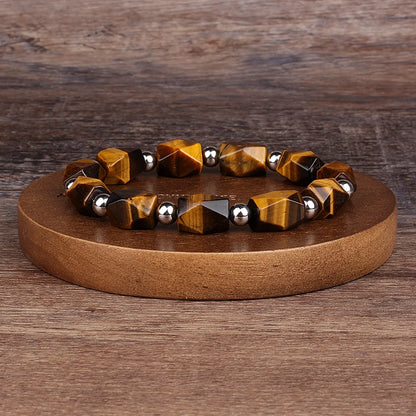 Natural Faceted Tiger Eyes Stone Reiki Bracelets
