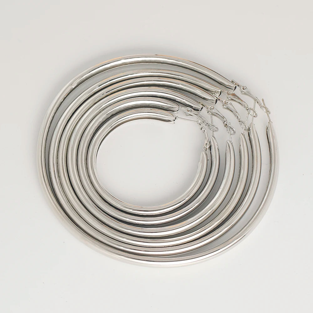 Exaggerated 5-10cm Thick Hoop Smooth Big Circle Earrings