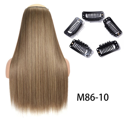 Synthetic Long Straight Clip In One Piece Hair Extension 5 Clips Fake Hair