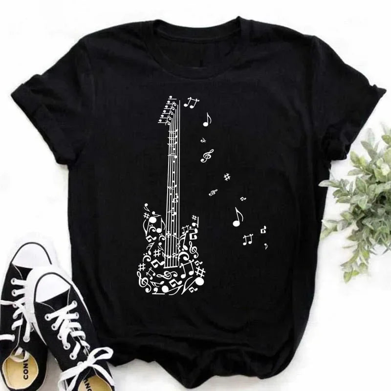Funny Music Art Short Sleeves Black T-shirt