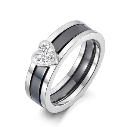 Titanium Stainless Steel Ceramic Crystal Rings