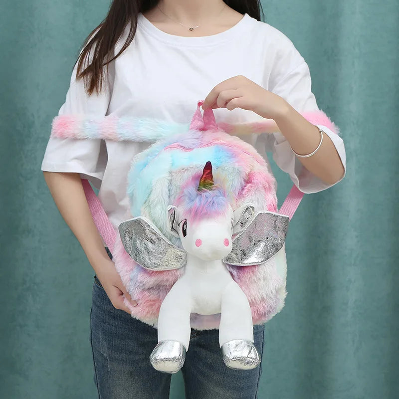 Cartoon School Book Bag Cute 3D Fur Backpacks