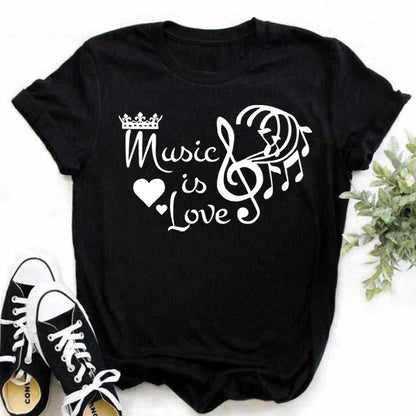 Funny Music Art Short Sleeves Black T-shirt