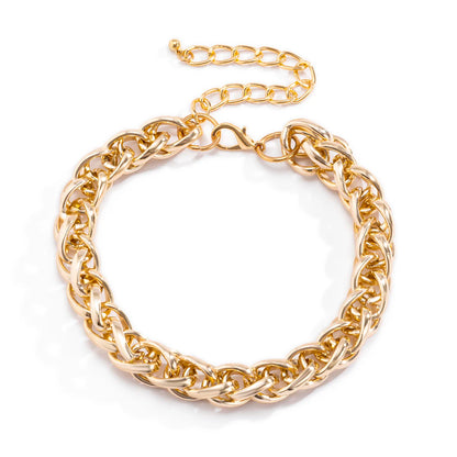 Punk Gold Color Metal Handmade Short Necklace