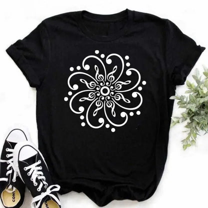 Funny Music Art Short Sleeves Black T-shirt