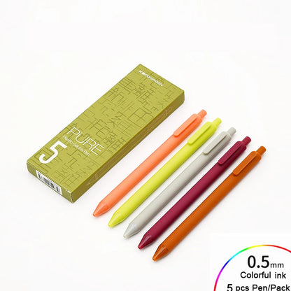 5Pcs/Pack Kaco Gel Pen Kawaii Push Sign Pens with Refill for Gel Pen
