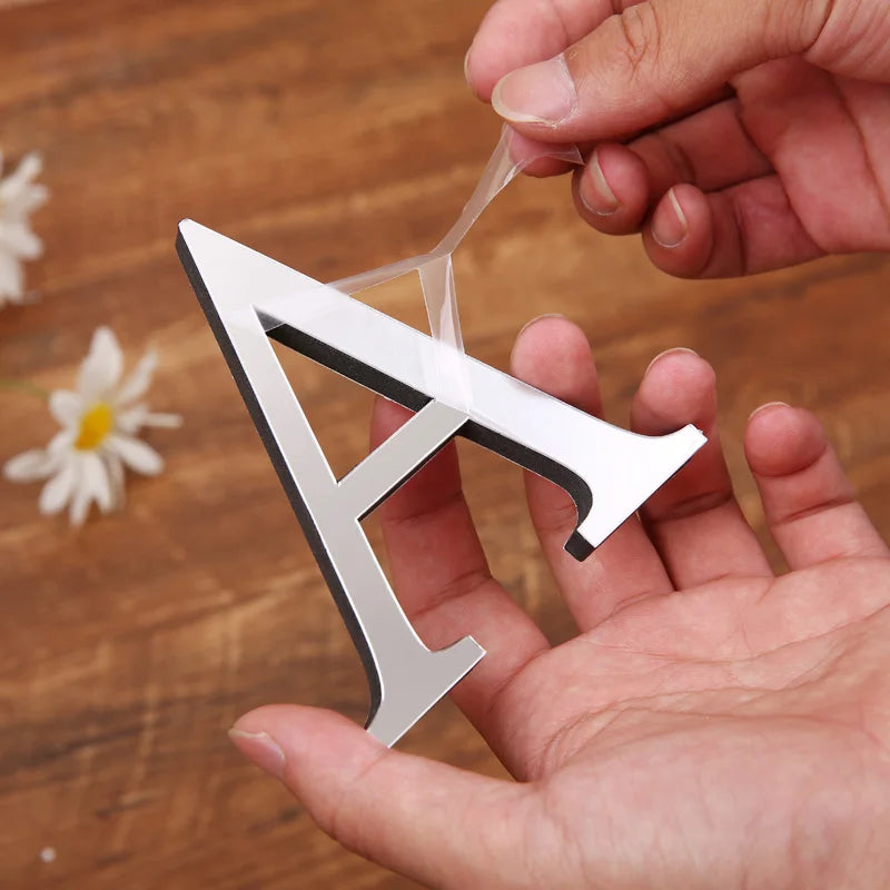 Silver Letter Acrylic 3D Mirror Wall Sticker