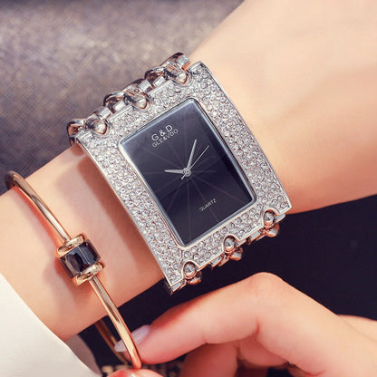 Three Chain Rhinestone Quartz Wrist Watches