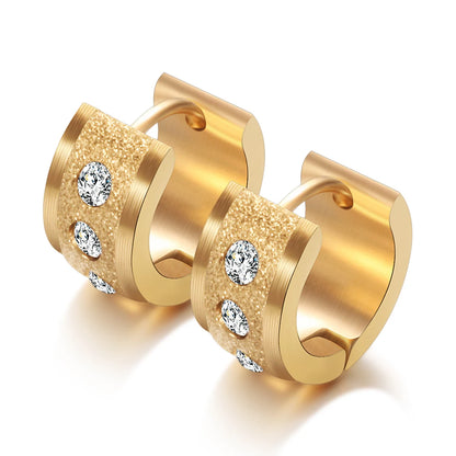 Stainless Steel Zircon Crystal hoop Earrings
