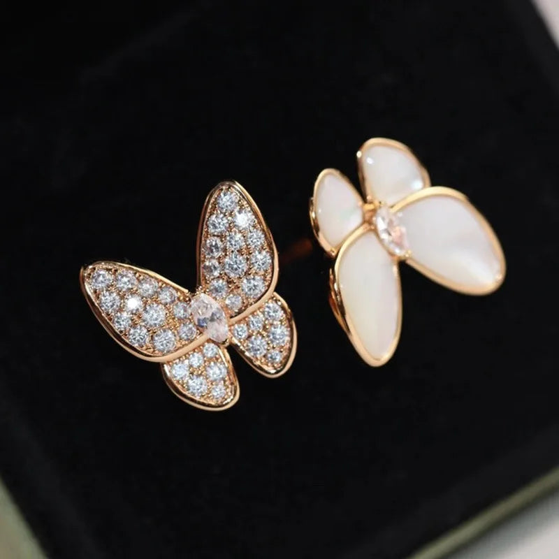 Natural Stone Butterfly Zircon Rings