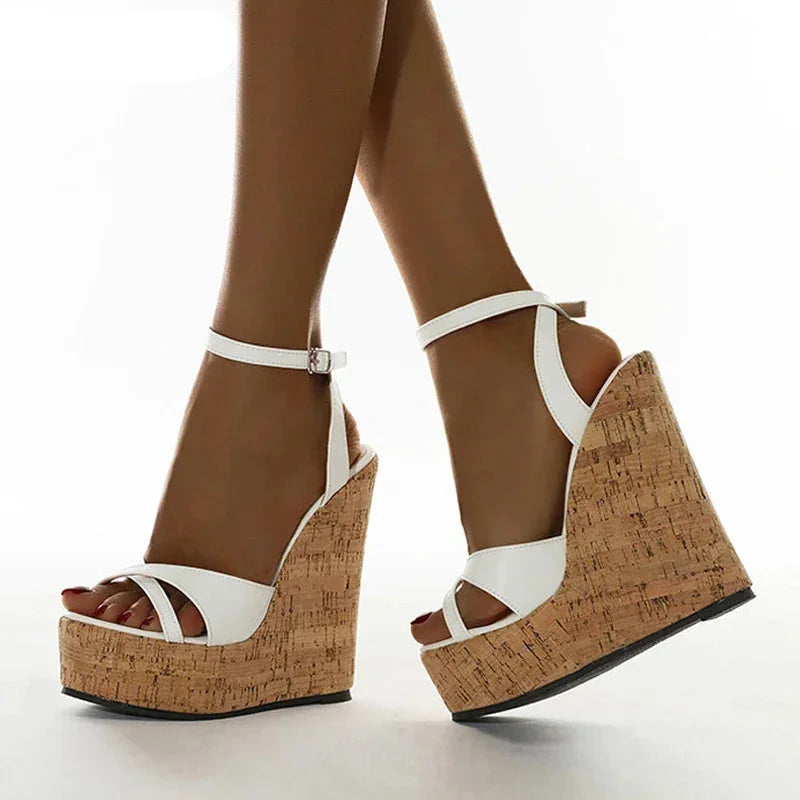High Heels Hollow Out Buckle Wedges Shoes