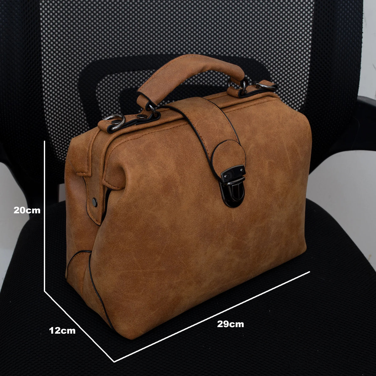 Plaid Rivets Design Doctor Crossbody High Quality PU Leather Tote Bags