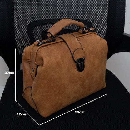 Plaid Rivets Design Doctor Crossbody High Quality PU Leather Tote Bags