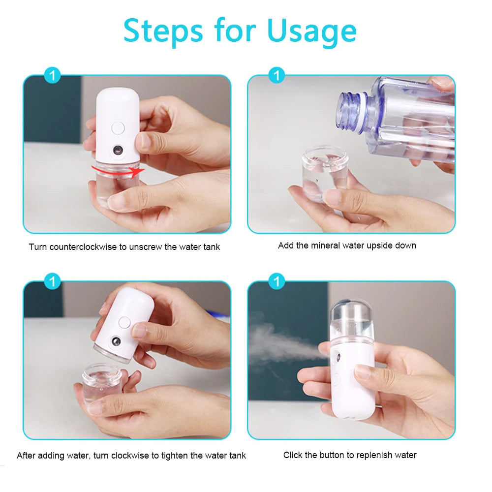 Mist Facial Sprayer Humidifier Rechargeable Nebulizer Face Steamer