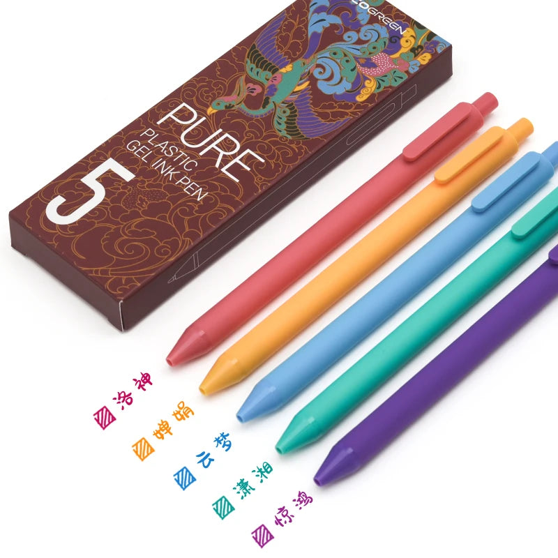 5Pcs/Pack Kaco Gel Pen Kawaii Push Sign Pens with Refill for Gel Pen