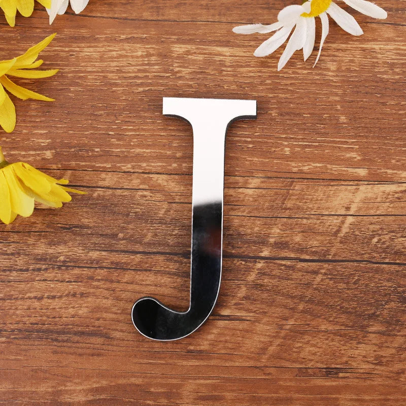 Silver Letter Acrylic 3D Mirror Wall Sticker