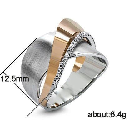 Huitan Smooth Line Micro Paved CZ Stone Mix Rings