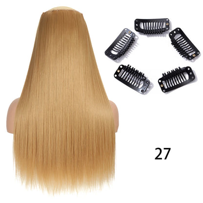 Synthetic Long Straight Clip In One Piece Hair Extension 5 Clips Fake Hair