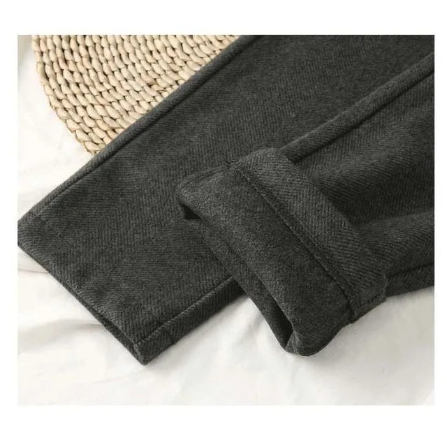 Woolen High Waisted Casual Suit Pants