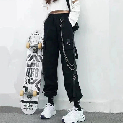 Pantalones deportivos con bolsillos estilo cargo punk