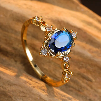 Charm Gold Silver White Opal Oval Stone Crystal Rings