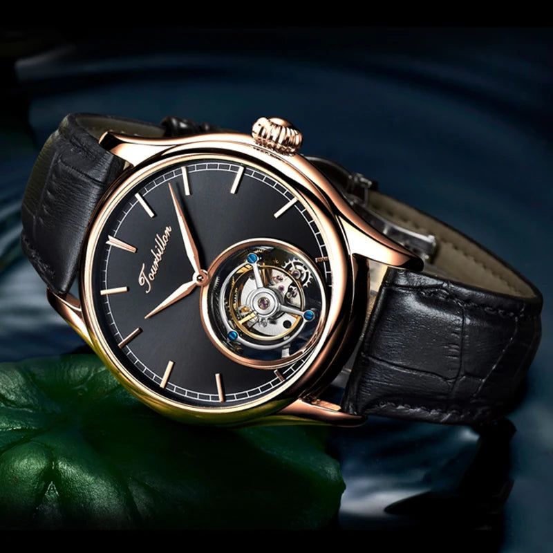 Real Tourbillon Mechanical Automatic Mechanical Sapphire Glass Stainless Steel Wristwatch