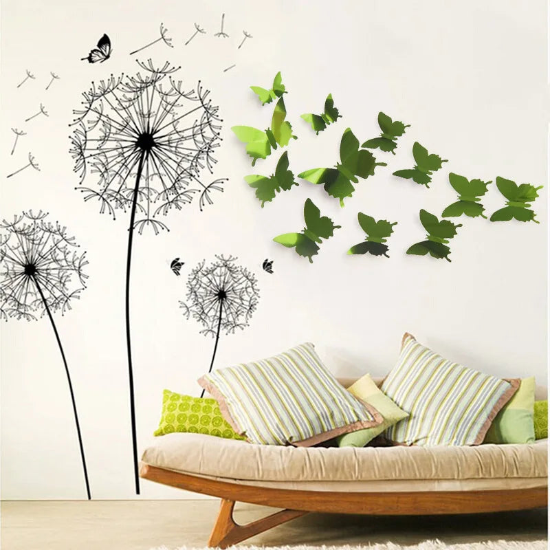 12pcs 3D Butterfly Mirror Wall Crystal Sticker