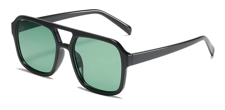 Retro Square Double Beam Yellow Oversized Sunglasses