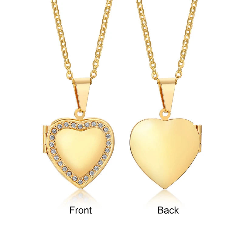 Photo Frame Glossy Stainless Steel Necklaces