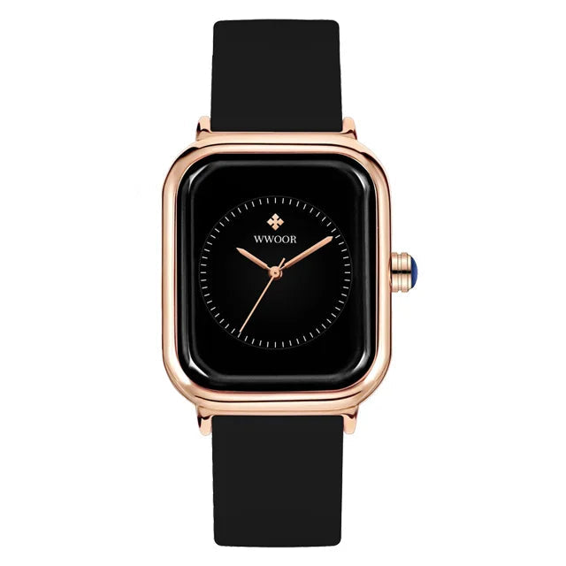 Reloj de cuarzo púrpura cuadrado de lujo