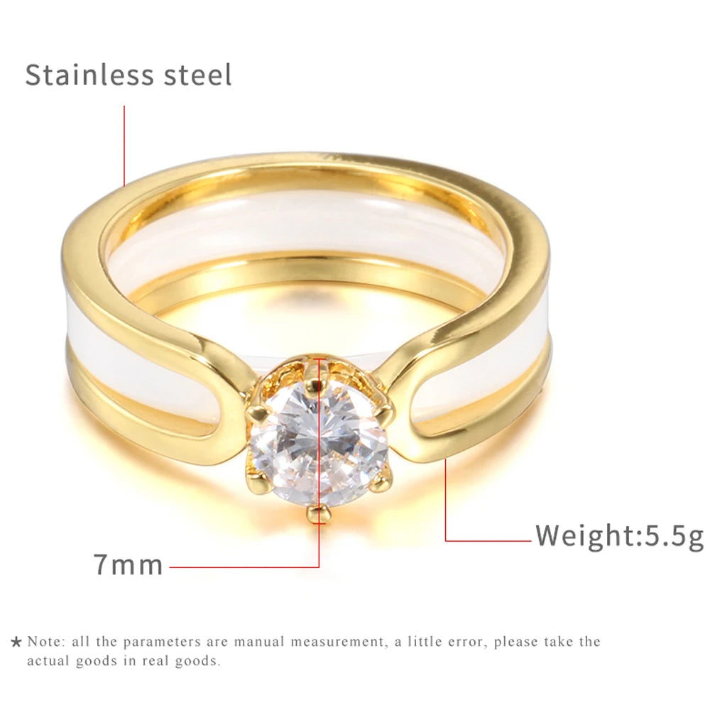 DANA 2 layers Ceramic Crystal Zircon Ring