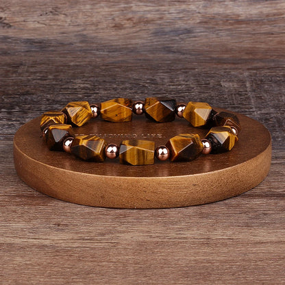 Natural Faceted Tiger Eyes Stone Reiki Bracelets