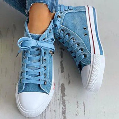 Canvas Chic High Top Flat Zipper Walking Sneakers