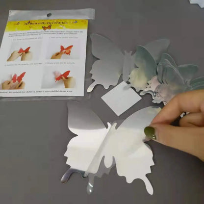 12pcs 3D Butterfly Mirror Wall Crystal Sticker