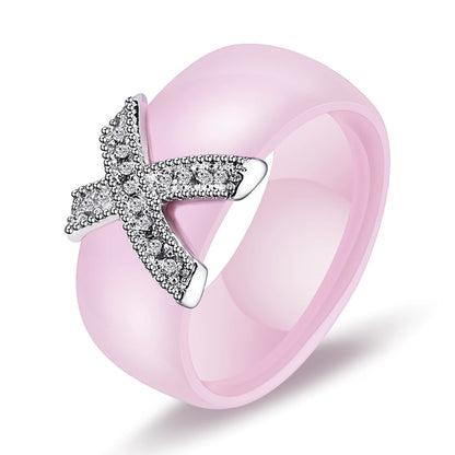 Ceramic Cubic Zirconia Stainless Steel Ring