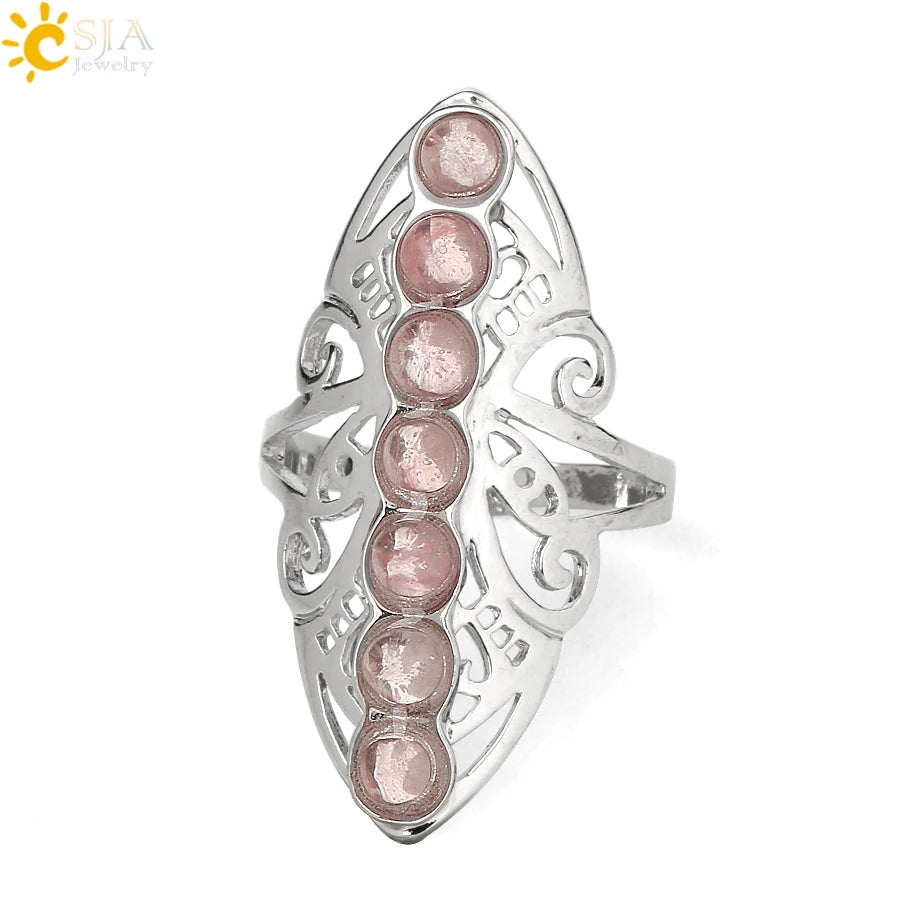7 Chakra Stone Bead Finger Meditation Healing Point Yoga Ring