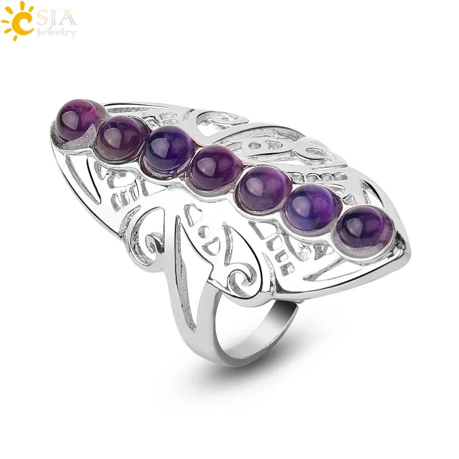 7 Chakra Stone Bead Finger Meditation Healing Point Yoga Ring
