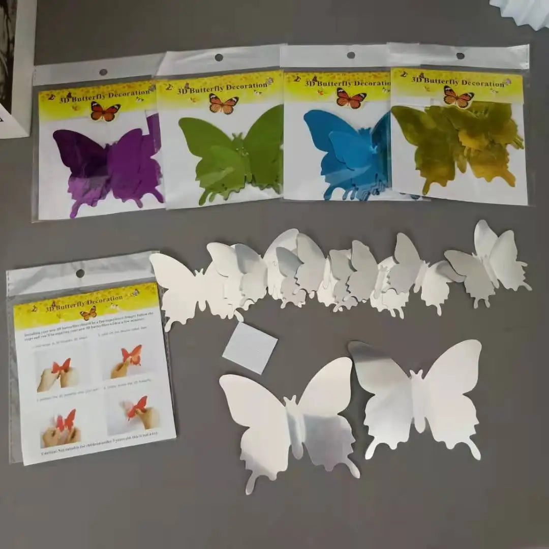 12pcs 3D Butterfly Mirror Wall Crystal Sticker