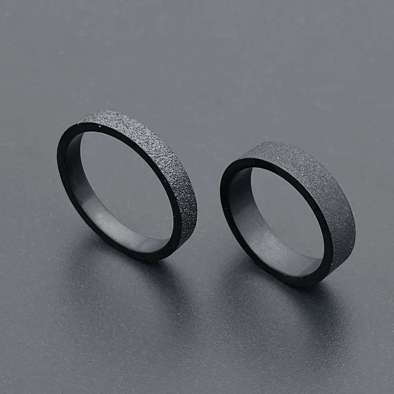 Couple Black Titanium Matte Ring