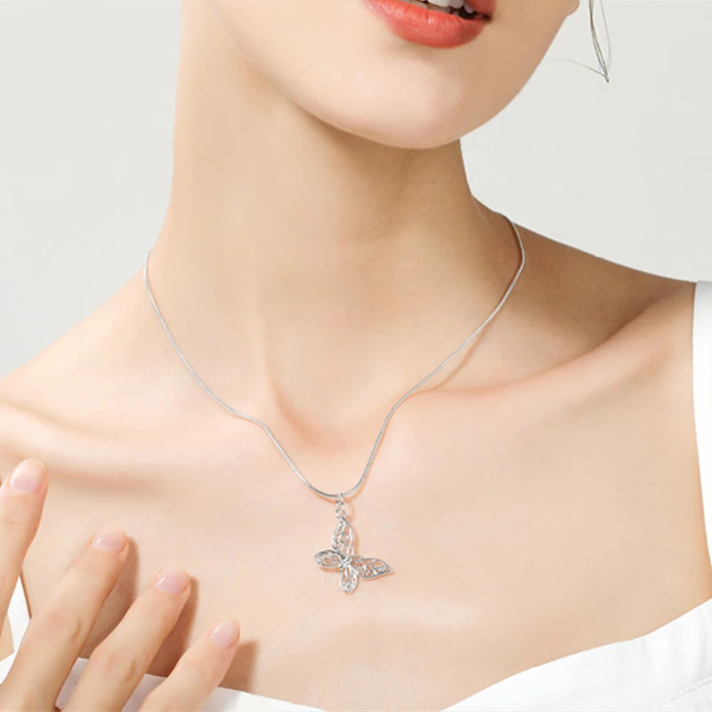 925 Sterling Silver Butterfly Pendant Necklace
