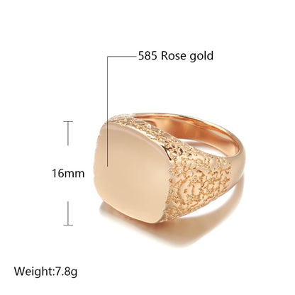 Big Glossy 585 Rose Gold Color Simple Square Ring