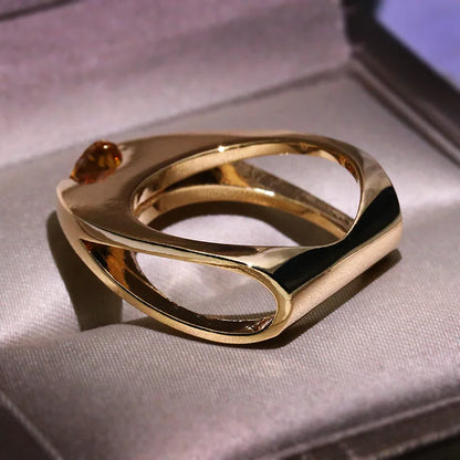 Geometric White Zircon Gold Ring