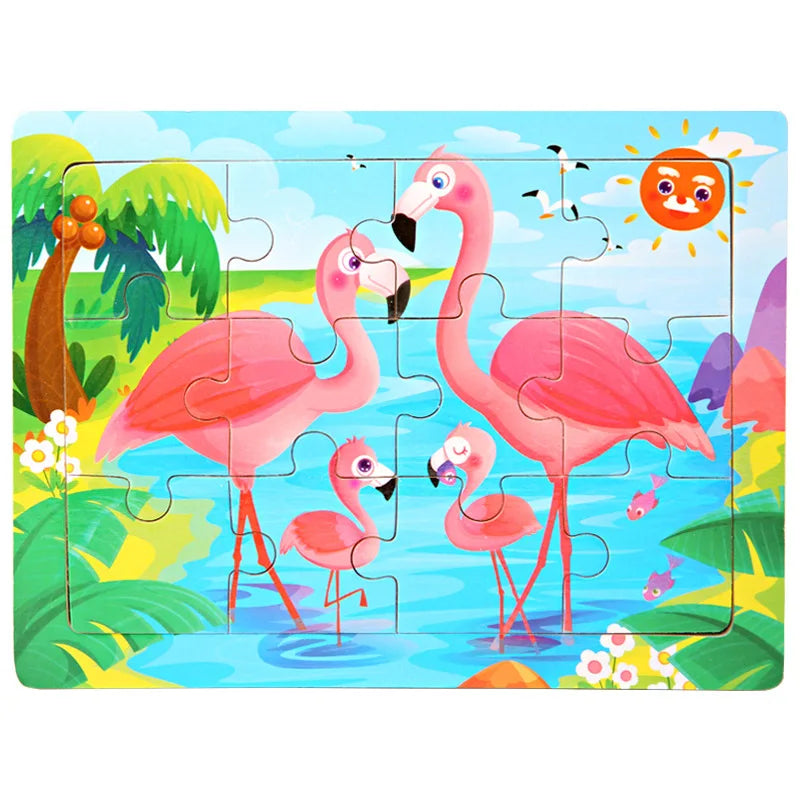 15*11cm 3D Puzzle Cartoon Animals Wood Puzzle Kids