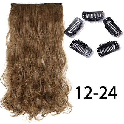 Synthetic Long Straight Clip In One Piece Hair Extension 5 Clips Fake Hair