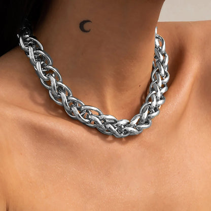 Punk Gold Color Metal Handmade Short Necklace