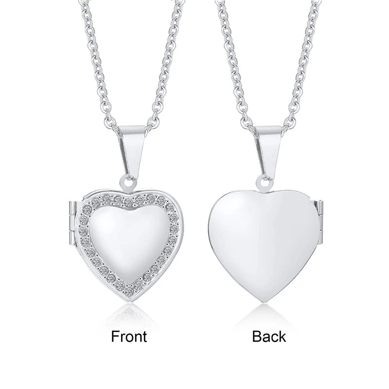 Photo Frame Glossy Stainless Steel Necklaces