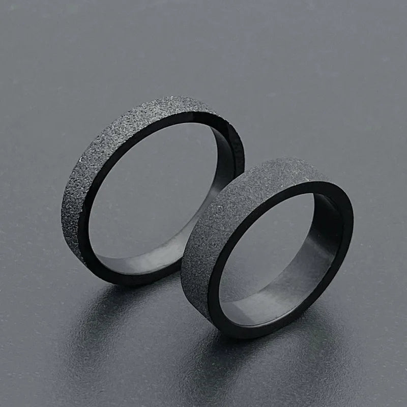 Couple Black Titanium Matte Ring