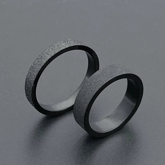 Couple Black Titanium Matte Ring
